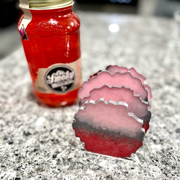 Other - Pink/Coral w/ silver Coasters